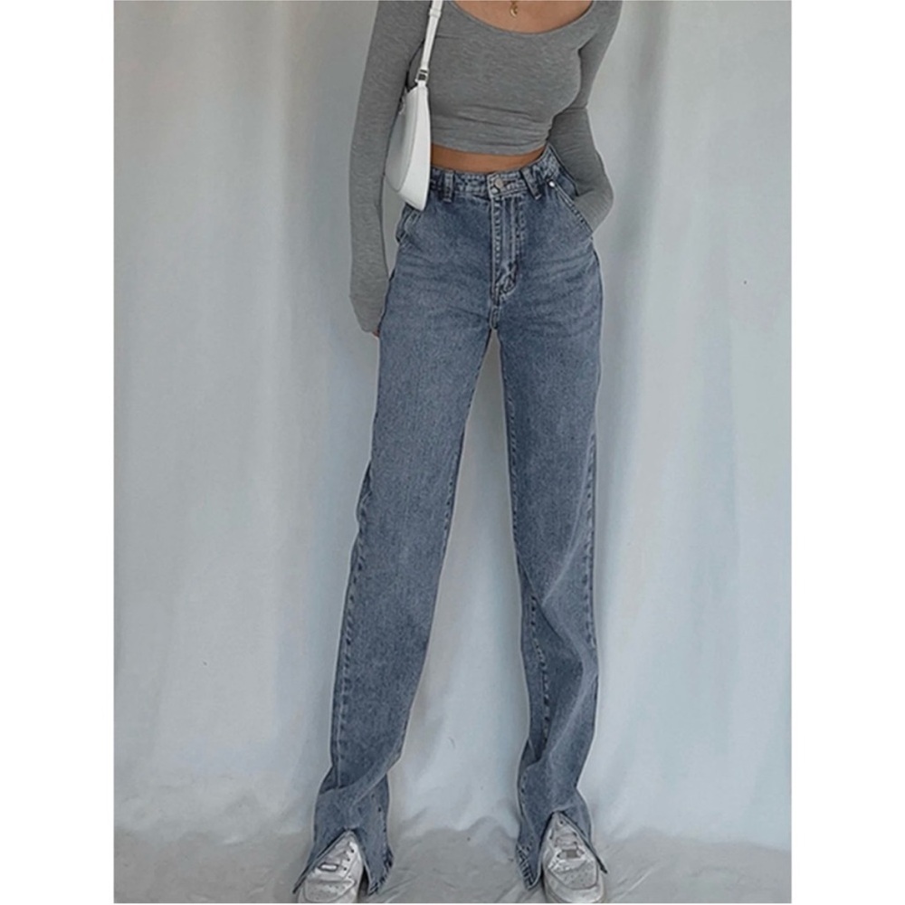 Commense Classic Straight Leg Front Slit Jeans Size XS